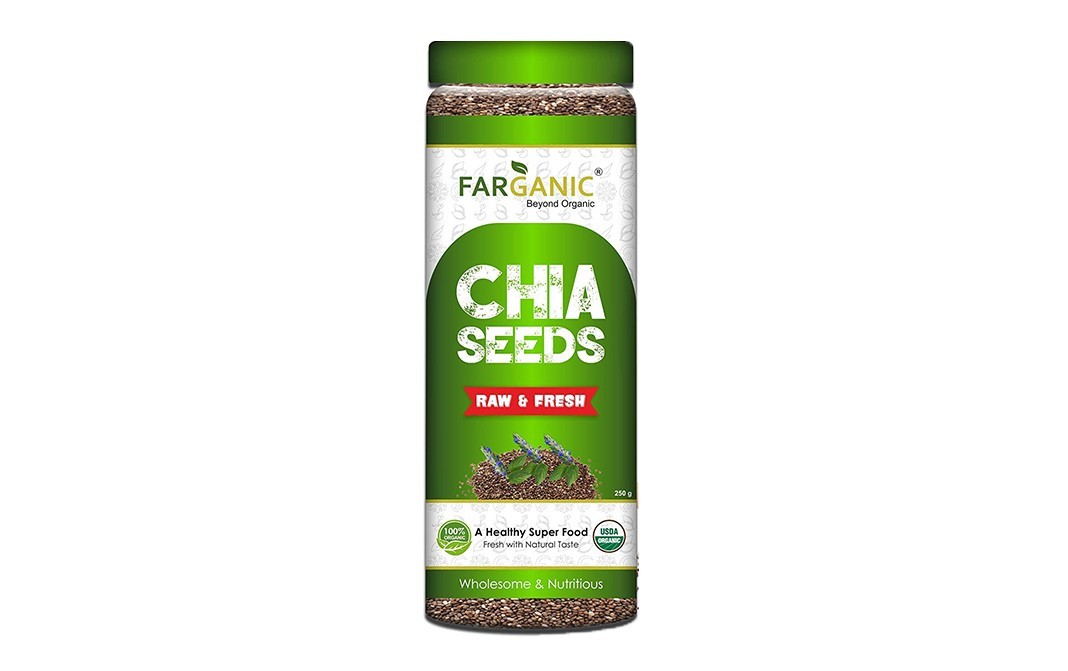 Farganic Chia Seeds Raw & Fresh    Plastic Jar  250 grams